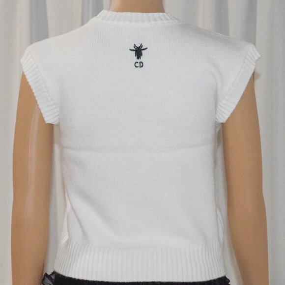 White Sleeveless Sweater Vest / One Size - Picture 4 of 10